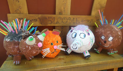 Campers had fun creating paper mach porcupines, pigs, cats 